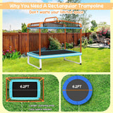 Trampolín rectangular de 6 pies con barra horizontal de columpio y red de seguridad