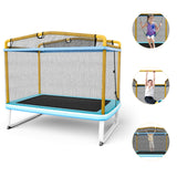 Trampolín rectangular de 6 pies con barra horizontal de columpio y red de seguridad
