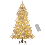 6 Feet Snow-flocked Artificial Christmas Tree Pre-lit Hinged with 81 Sphere Lights and Remote