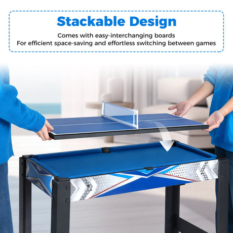Mesa de juegos combinada 6 en 1 con baloncesto, billar, ping-pong, hockey, tejo