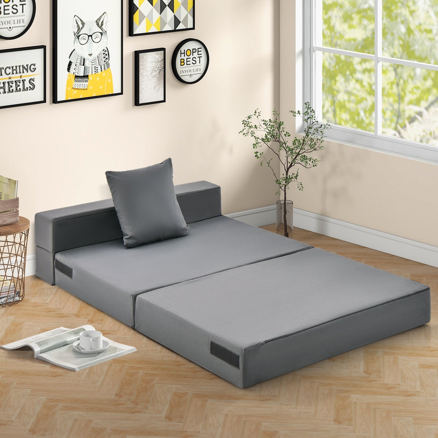 Colchón plegable de sofá cama de 6 pulgadas con almohada