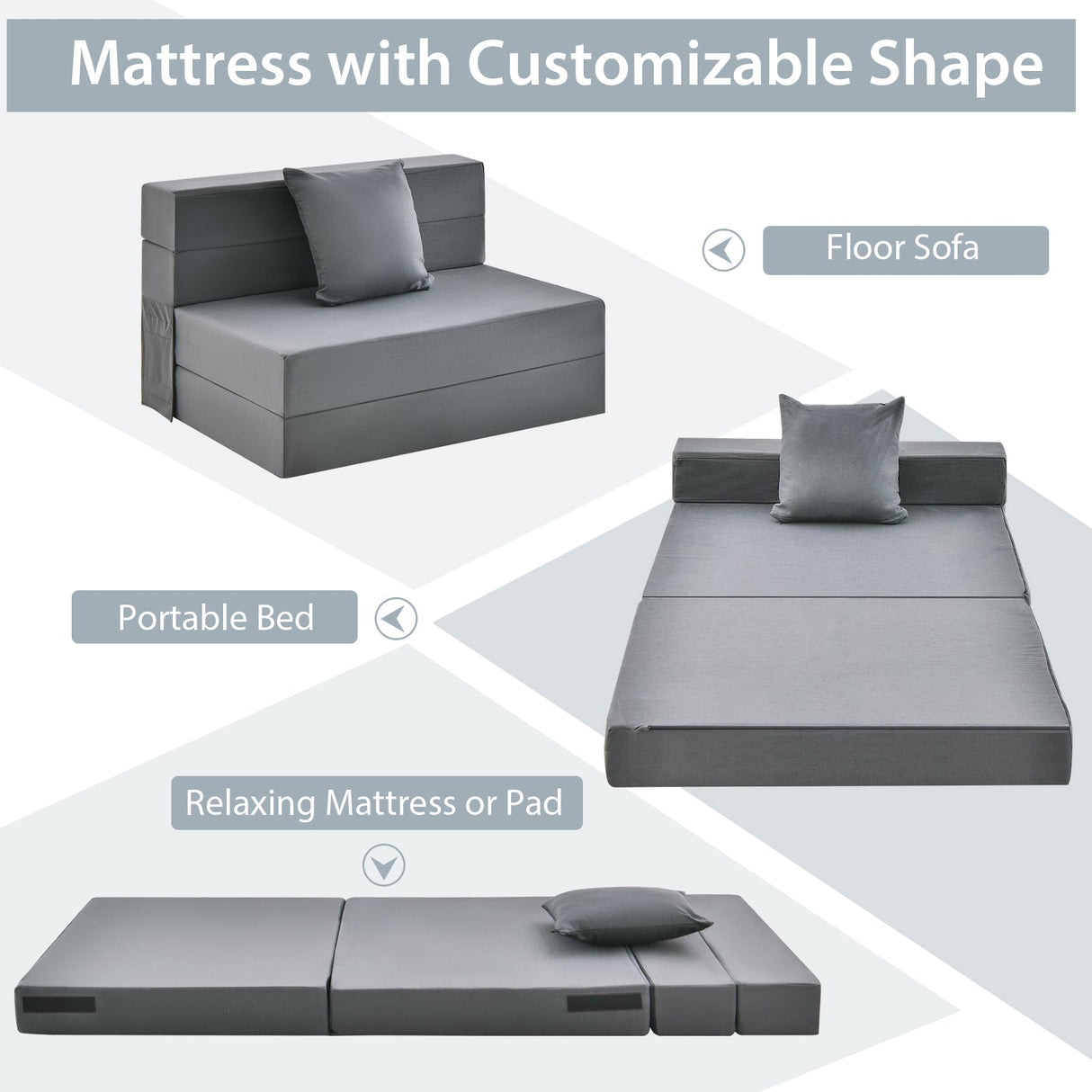 Colchón plegable de sofá cama de 6 pulgadas con almohada