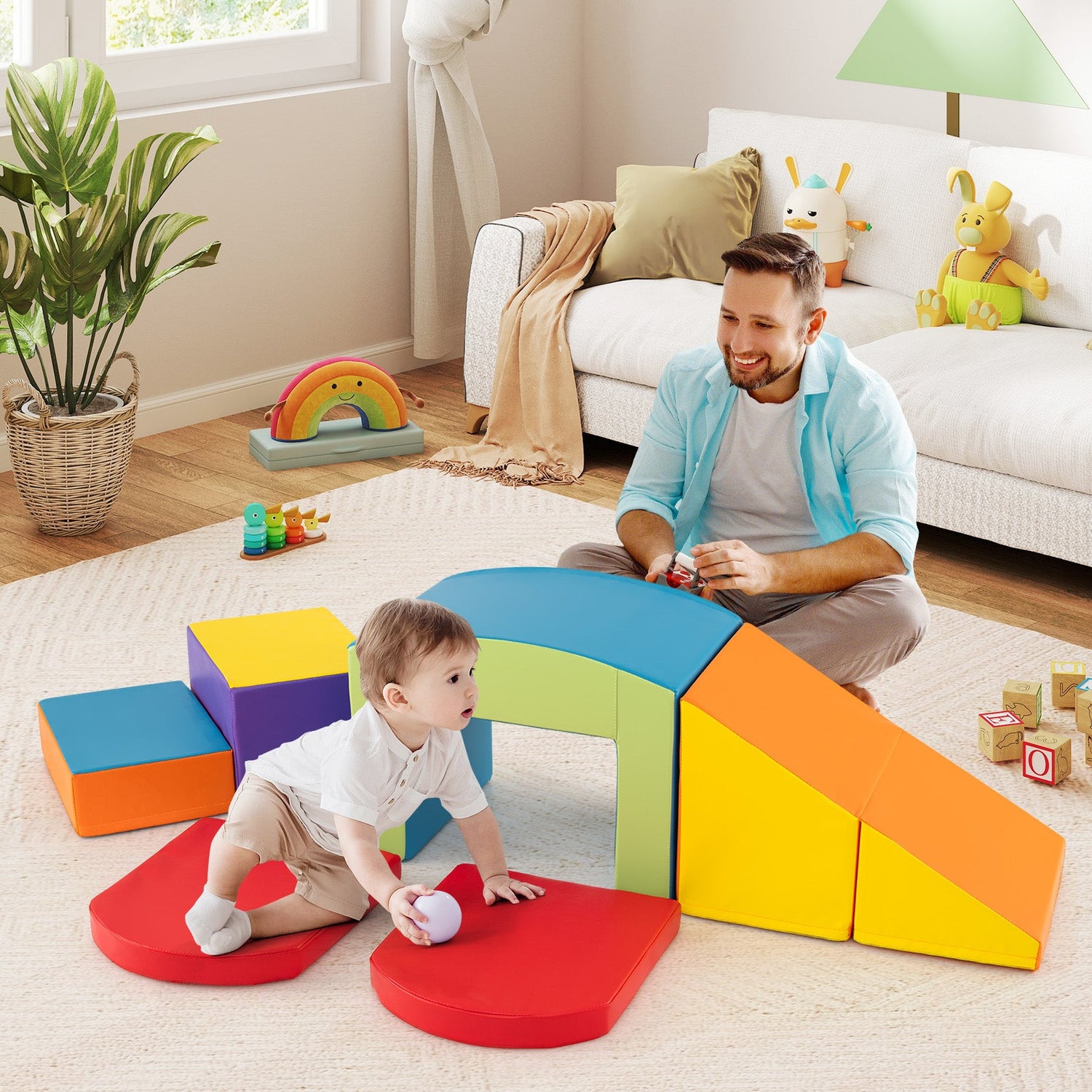 6 Piezas Bloques de Espuma para Trepar, Juego Suave para Trepar para Niños Pequeños con Túnel