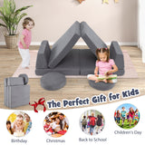 6 Pieces Modular Kids Play Couch Set with Washable Covers for Living Room Playroom-Gray