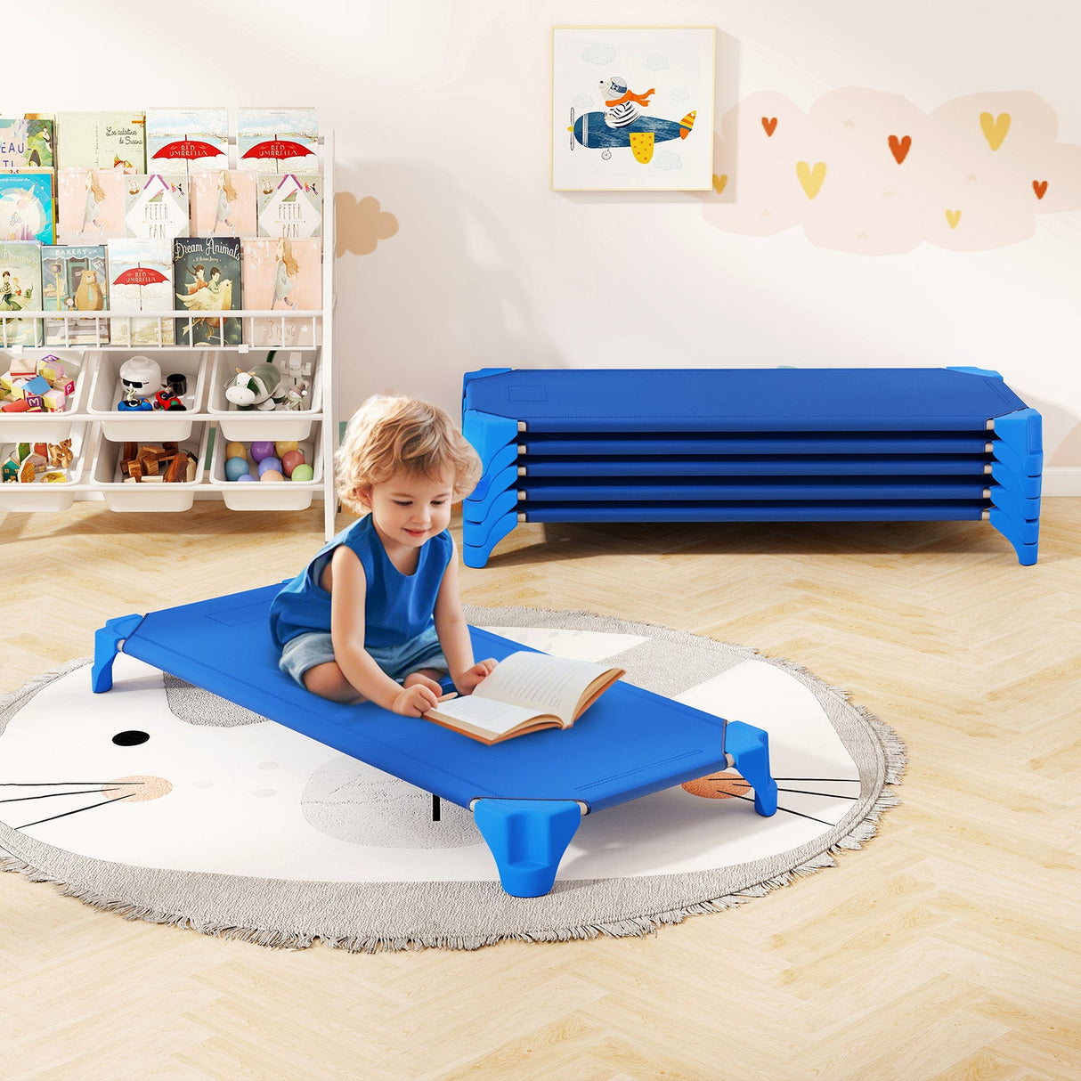 Cunas apilables portátiles de 6 unidades para guardería, cama para niños de 52 pulgadas