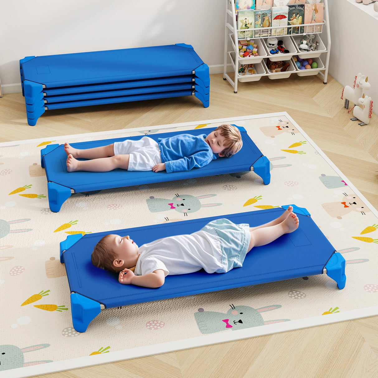 Cunas apilables portátiles de 6 unidades para guardería, cama para niños de 52 pulgadas