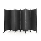 6 Panel 5.7 Feet Tall Rolling Room Divider on Wheels