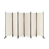 6 Panel 5.7 Feet Tall Rolling Room Divider on Wheels