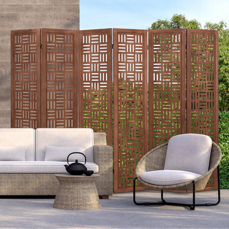 Biombo de madera maciza de 4 paneles con separador de ambientes plegable