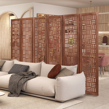 Biombo de madera maciza de 4 paneles con separador de ambientes plegable