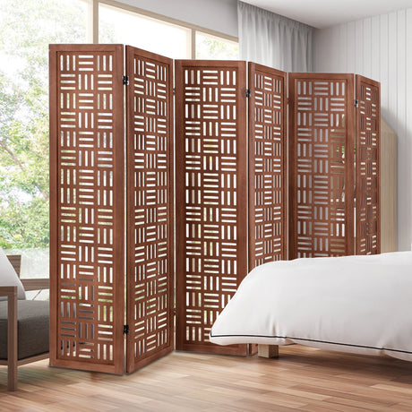 Biombo de madera maciza de 4 paneles con separador de ambientes plegable