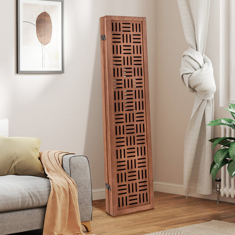 Biombo de madera maciza de 4 paneles con separador de ambientes plegable