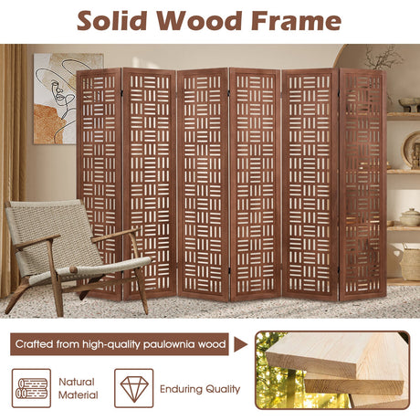 Biombo de madera maciza de 4 paneles con separador de ambientes plegable
