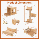 6 Pieces Cat Wall Furniture Set Kitten Wall Mounted Shelves-Natural