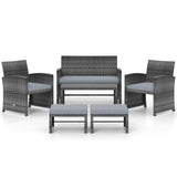 6 Pieces Patio Furniture Set Outdoor Sectional Conversation PE Rattan Sofa Set