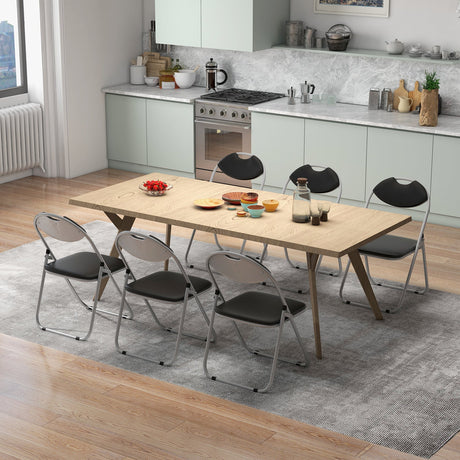 Juego de 2/4/6 Sillas de Comedor Plegables Portátiles con Asas de Transporte