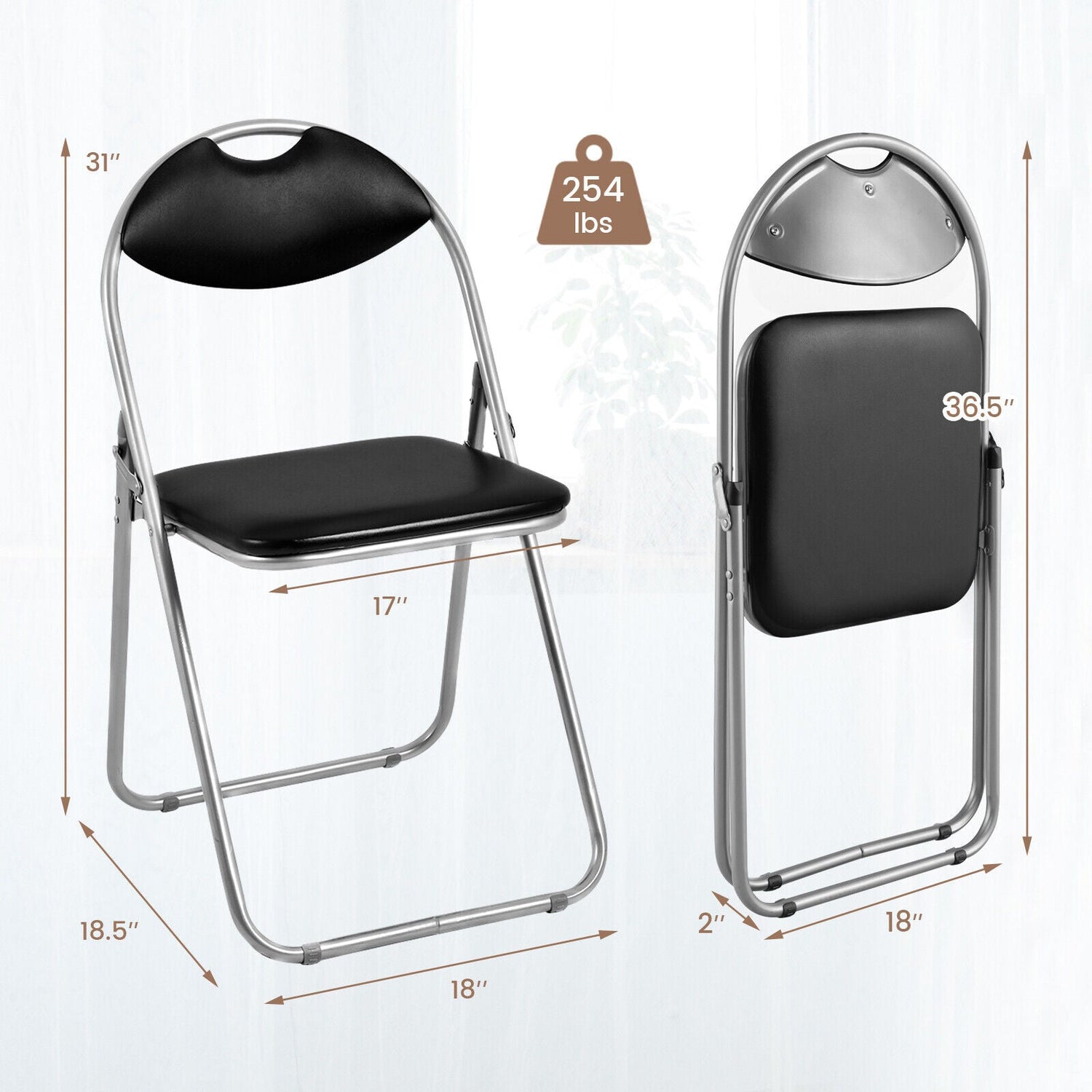 2/4/6 Pieces Portable Folding Dining Chairs Set with Carrying Handles