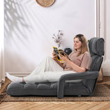 Sillón de suelo ajustable de 6 posiciones con reposabrazos y reposapiés ajustables