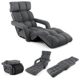 Sillón de suelo ajustable de 6 posiciones con reposabrazos y reposapiés ajustables