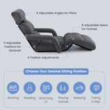 Sillón de suelo ajustable de 6 posiciones con reposabrazos y reposapiés ajustables
