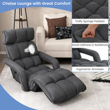 Sillón de suelo ajustable de 6 posiciones con reposabrazos y reposapiés ajustables