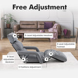Sillón de suelo ajustable de 6 posiciones con reposabrazos y reposapiés ajustables