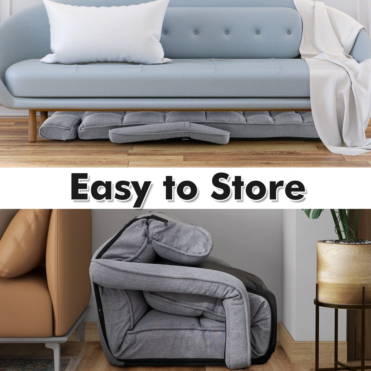 Sillón de suelo ajustable de 6 posiciones con reposabrazos y reposapiés ajustables
