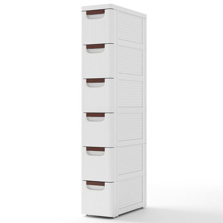Unidad organizadora rodante de 3/4/5/6 cajones Gabinete de almacenamiento angosto con ruedas integradas para espacios pequeños - 6 cajones