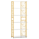 Estantería de 6 Niveles, Moderna Librería Geométrica con Estructura Metálica Reforzada y Kits Antivuelco