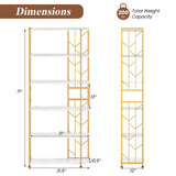 Estantería de 6 Niveles, Moderna Librería Geométrica con Estructura Metálica Reforzada y Kits Antivuelco