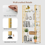 Estantería de 6 Niveles, Moderna Librería Geométrica con Estructura Metálica Reforzada y Kits Antivuelco