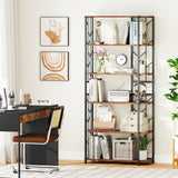 Estantería de 6 Niveles, Moderna Librería Geométrica con Estructura Metálica Reforzada y Kits Antivuelco