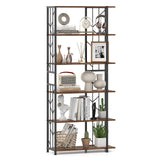 Estantería de 6 Niveles, Moderna Librería Geométrica con Estructura Metálica Reforzada y Kits Antivuelco