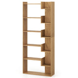 6-Tier Bookshelf Wooden Bookcase with 2 Anti-Tipping Kits Open Display Shelf