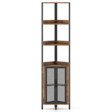 6-Tier Corner Shelf 67 Inches Tall Corner Bookshelf with Cabinet Industrial Bookcase