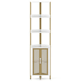 6-Tier Corner Shelf 67 Inches Tall Corner Bookshelf with Cabinet Industrial Bookcase