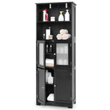Mueble de baño independiente de 6 niveles con 2 compartimentos abiertos y estantes ajustables
