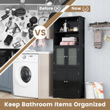 Mueble de baño independiente de 6 niveles con 2 compartimentos abiertos y estantes ajustables