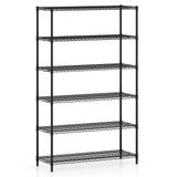 6-Tier Metal Storage Shelving Unit with V-Shaped Wire Rack for Home Garage-Black