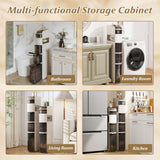 5-Tier Narrow Bathroom Storage Cabinet with Drawers and Tissue Box