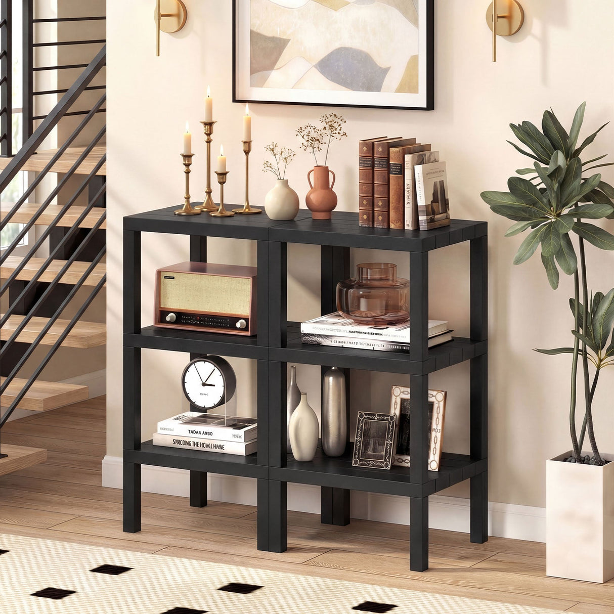 Estanterías modulares de plástico de 6 niveles para salón y cocina