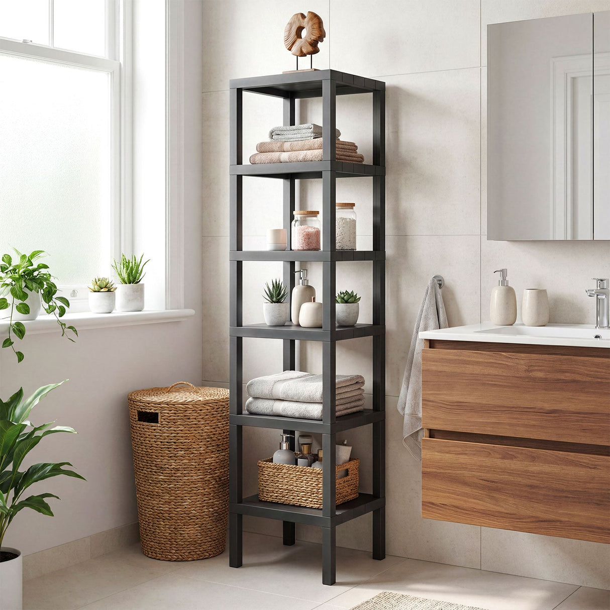 Estanterías modulares de plástico de 6 niveles para salón y cocina