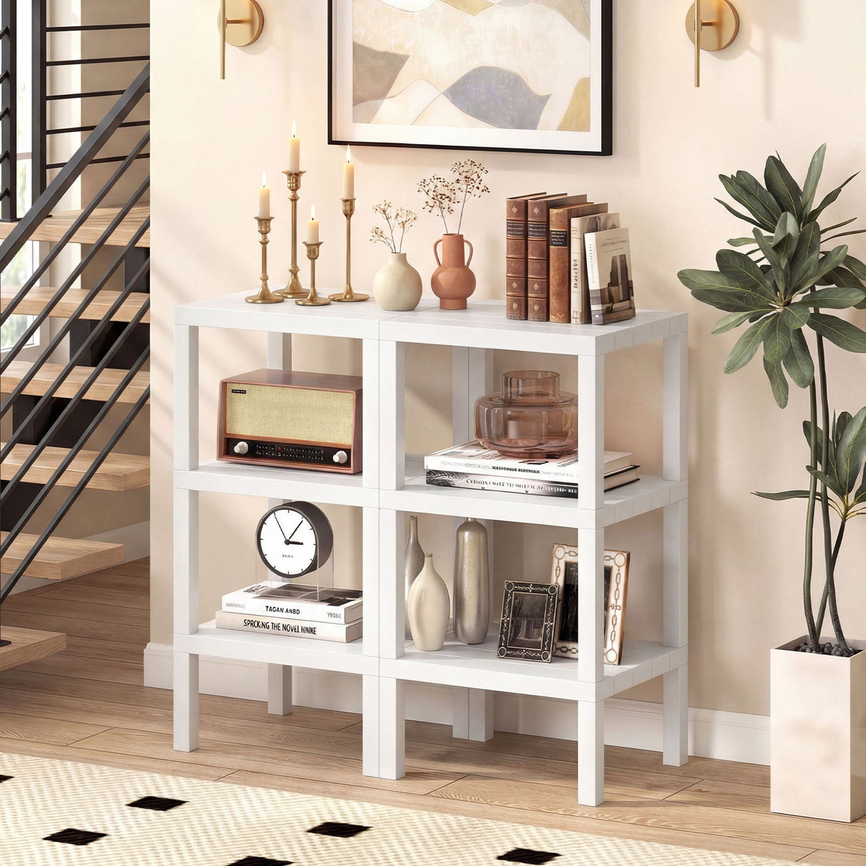 Estanterías modulares de plástico de 6 niveles para salón y cocina