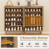 Organizador de Almacenamiento de Zapatos de 6 Niveles con 2 Puertas Estriadas - Roble