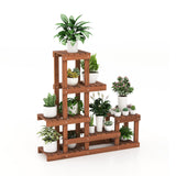 Soporte de madera de 6 niveles para plantas con estructura alta-baja