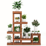 Soporte de madera de 6 niveles para plantas con estructura alta-baja