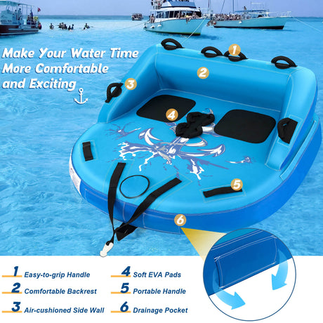 Tubos hinchables remolcables para deportes acuáticos para 2 personas para navegación
