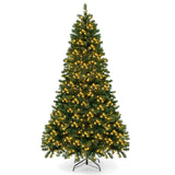 6/7/8 Feet Hinged Christmas Tree with PVC Branch Tips Warm White LED Lights