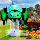 Araña inflable de Halloween de 6 pies con luz giratoria de 3 colores
