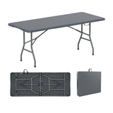 6 ft Portable Folding Table 350 LBS Fold-in-Half Table with HDPE Tabletop